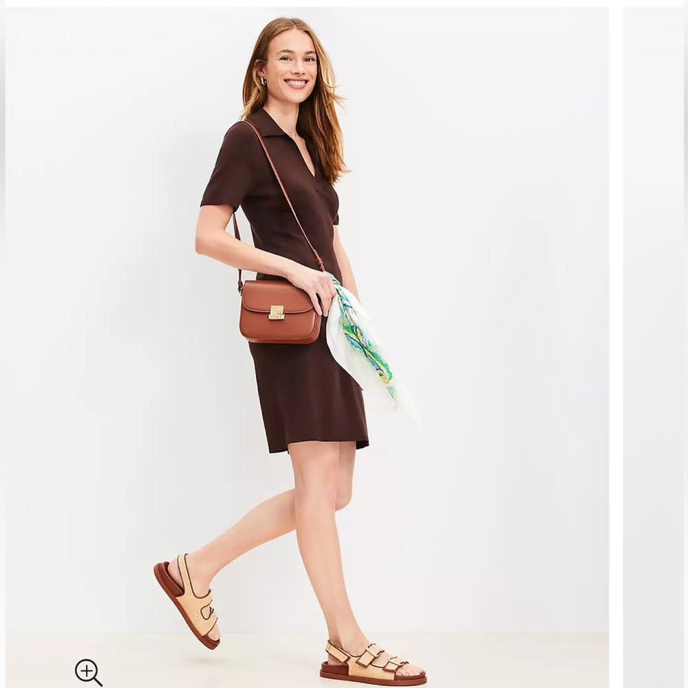 Chocolate Brown Collared Split Neck Mini Dress
